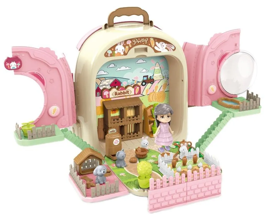 Petit Lapin Woopie dans son Sac à Dos : Jouet Nomade Ferme et Jardinage