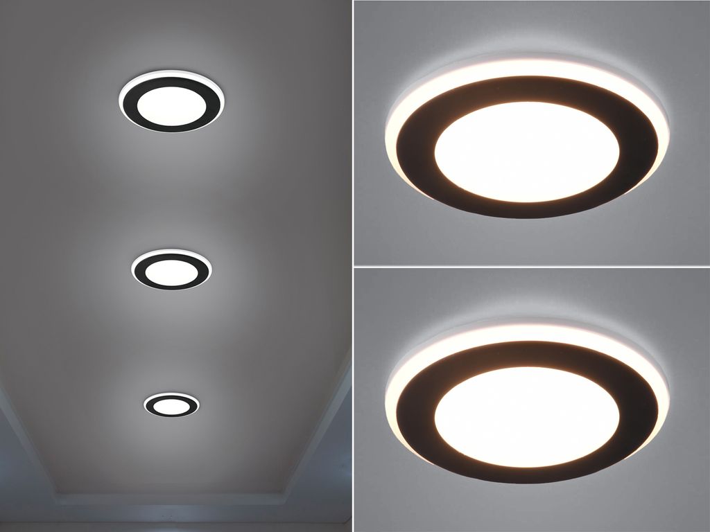 LED Decken Einbauleuchten Set Schwarz Einbaustrahler Ø 14,8cm Flurbeleuchtung
