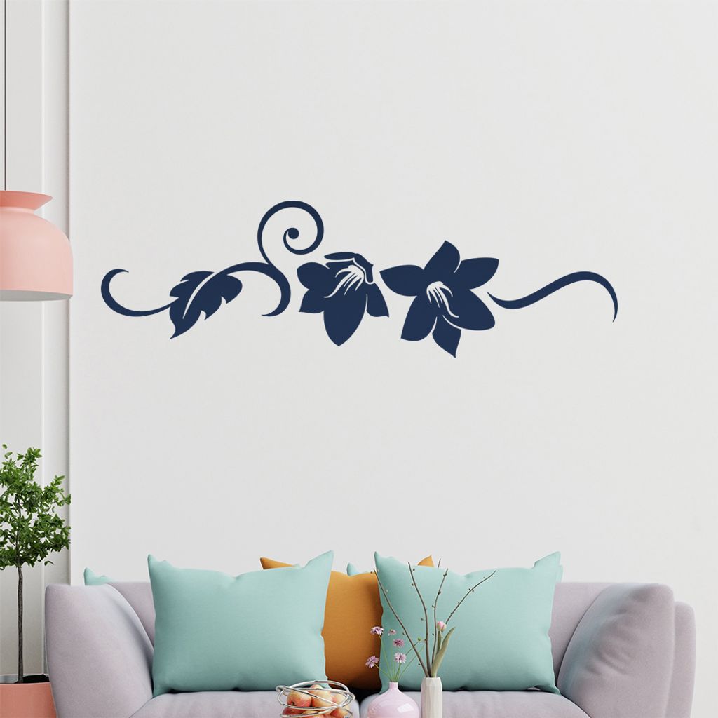 Blume - Linien Wandtattoo in 6 Größen - Wandaufkleber Wall Sticker - Dekoration, Küche, Wohnzimmer, Schlafzimmer, Badezimmer