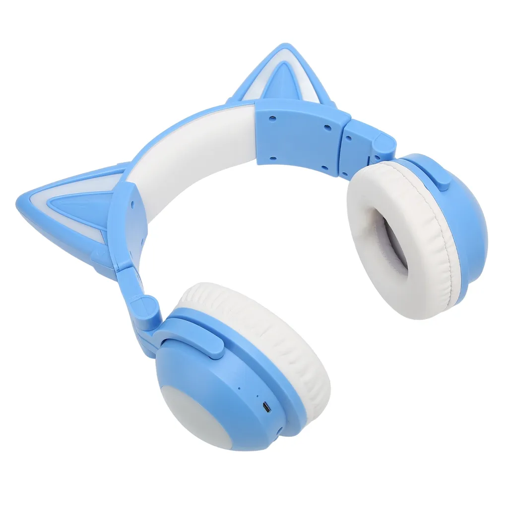 Casque Bluetooth Oreilles de Chat LED Stéréo sans Fil pour Enfants Rose