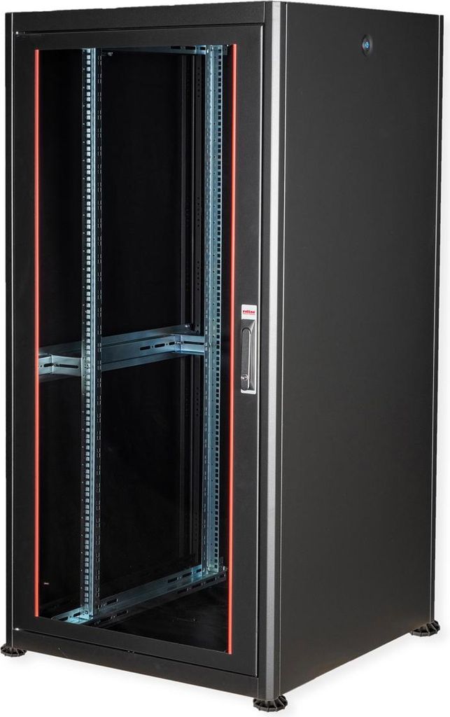 ROLINE Netzwerkschrank Basic 48,26cm 19Zoll 32 HE 800x800 BxT Glastür schwarz