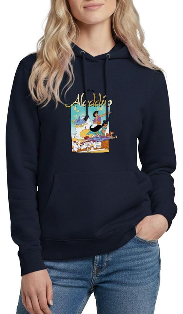 Jasmin Und Aladin Auf Fliegendem Teppich Damen Hoodie, XXL, Navy