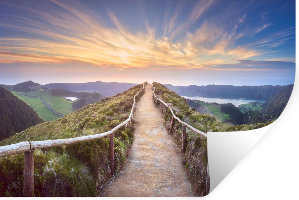 MuchoWow Wandtattoo Wandsticker Wandaufkleber Berge - Natur - Weg 120x80 cm Selbstklebend und Repositionierbar - Selbstklebend - Fototapeten