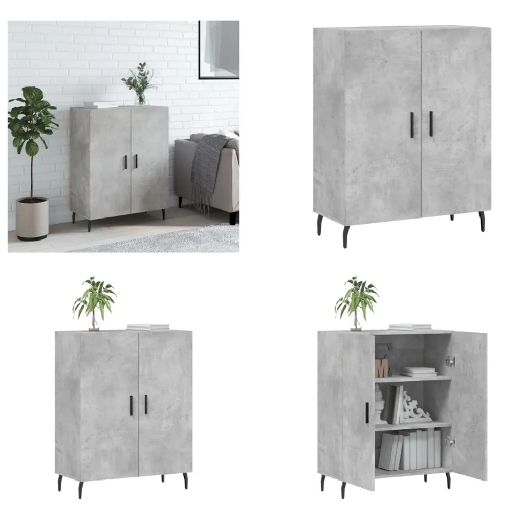Armadio Credenza vidaXL 90cm Grigio Cemento - Mobile Ufficio e Casa