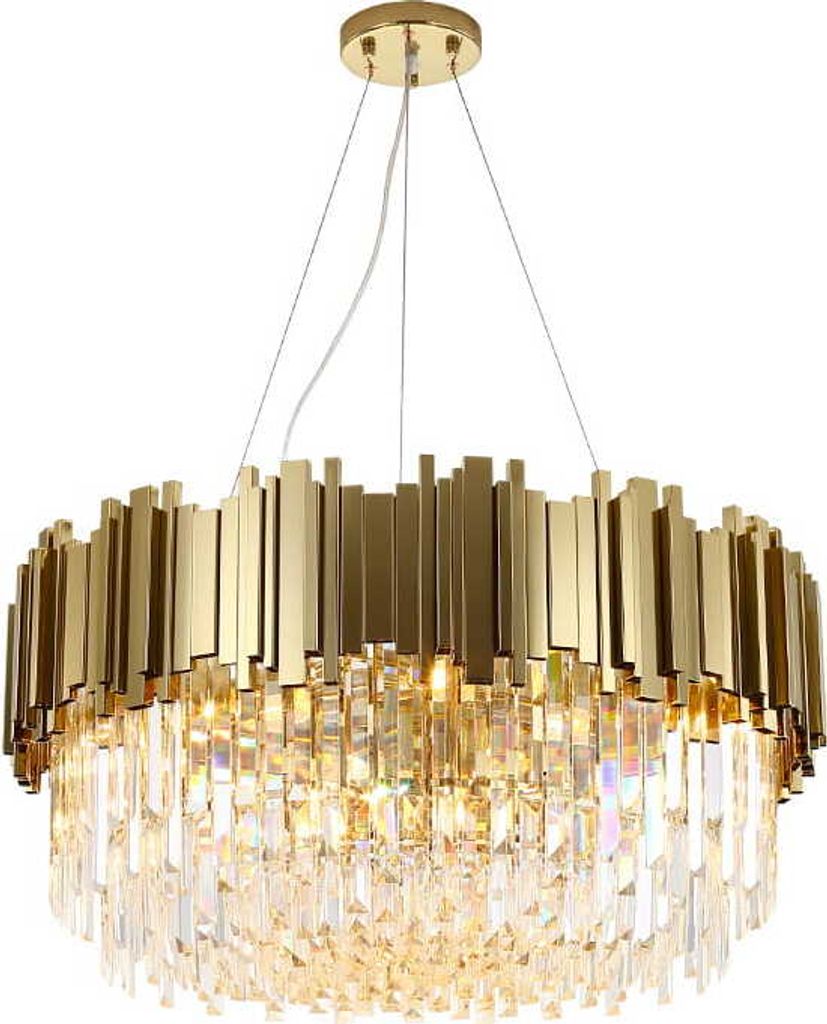 Kristalllüster im Stil eines Orgelpfeifs, 60 cm, goldenes Produktbild 