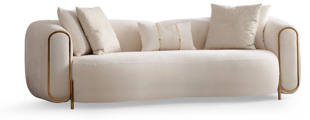 Sofa 3 Sitzer Luxus Beige Wohnzimmer Polster Sofas Design Textil neu Modern