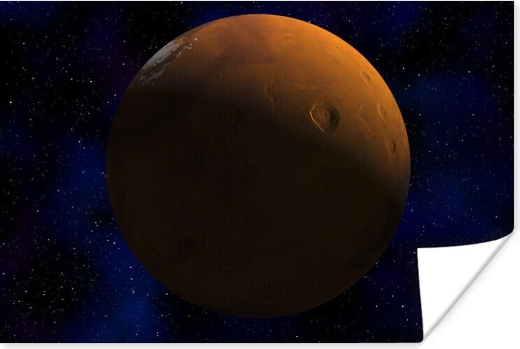 MuchoWow Poster Mars vor einem dunklen Hintergrund 90x60 cm - Schlafzimmer