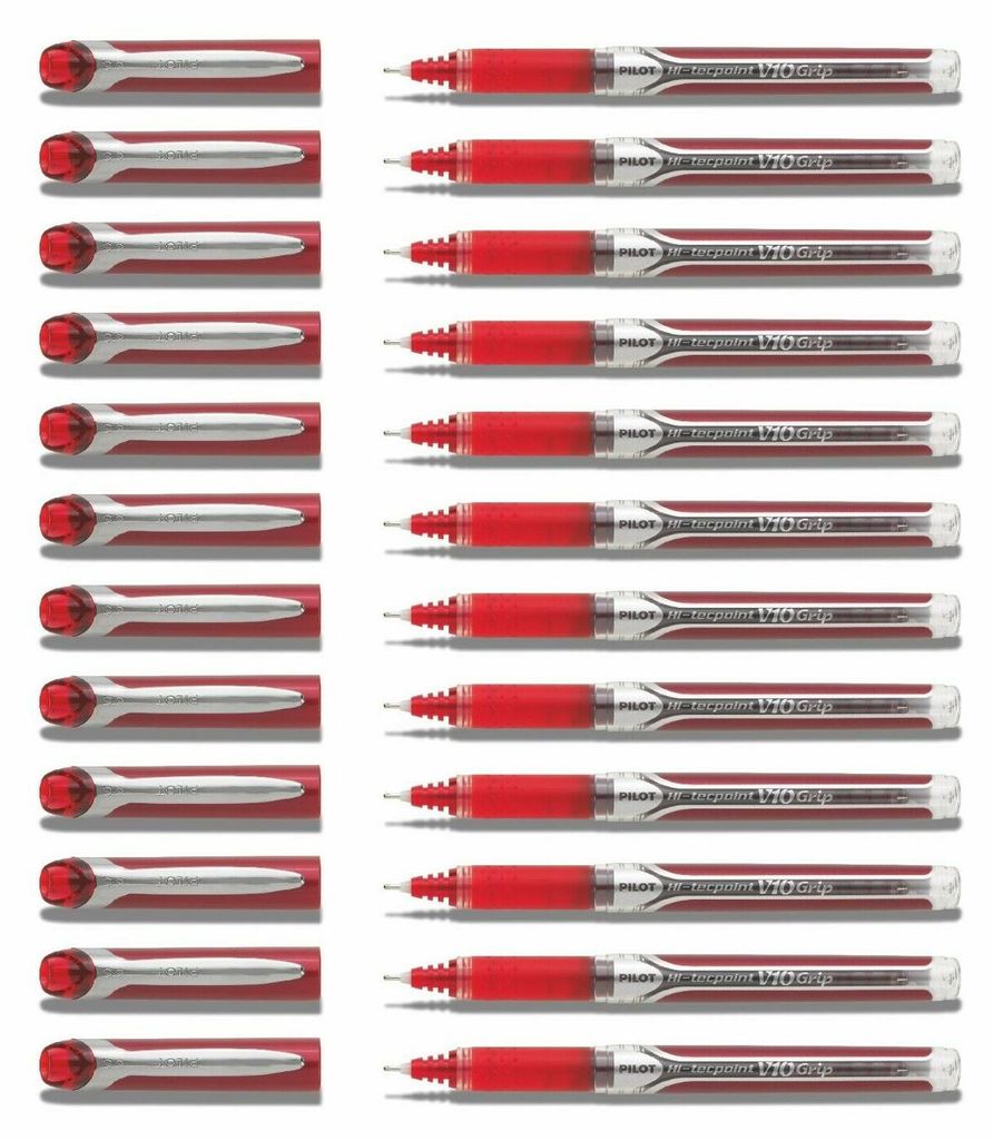 Pilot Hi-Tecpoint V10 Grip Tintenroller rot - 12er-Set