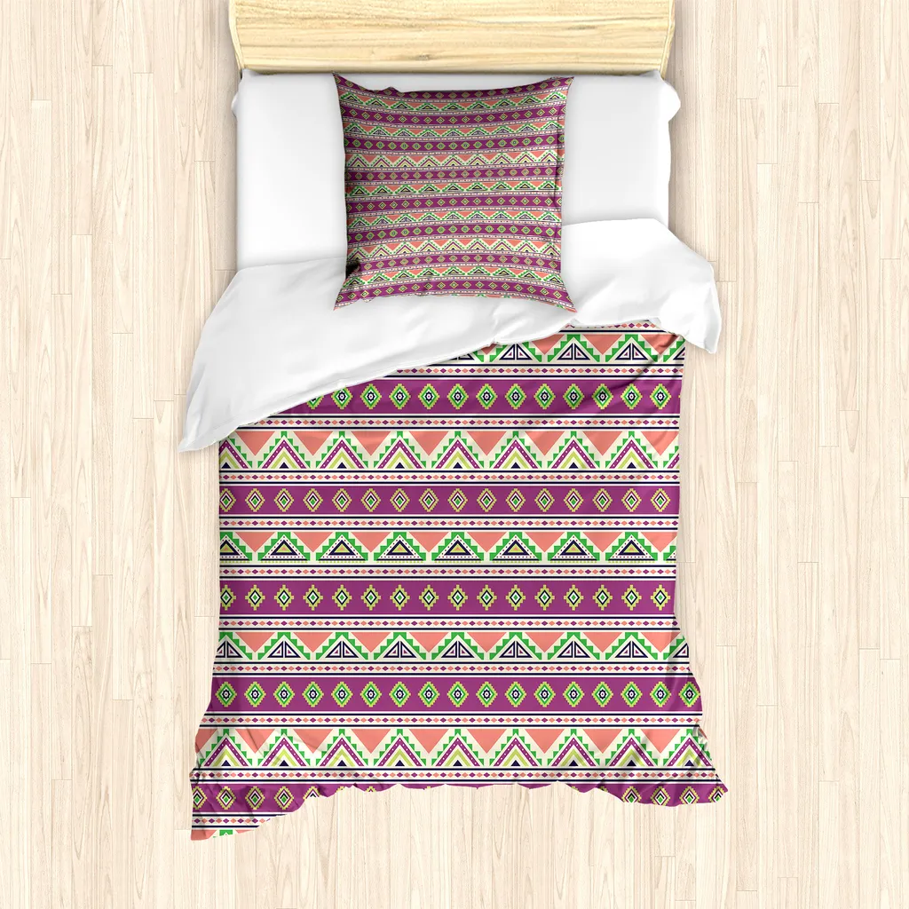 Copripiumino Azteco ABAKUHAUS Singolo 135x200cm - Set Letto Etnico Multicolore