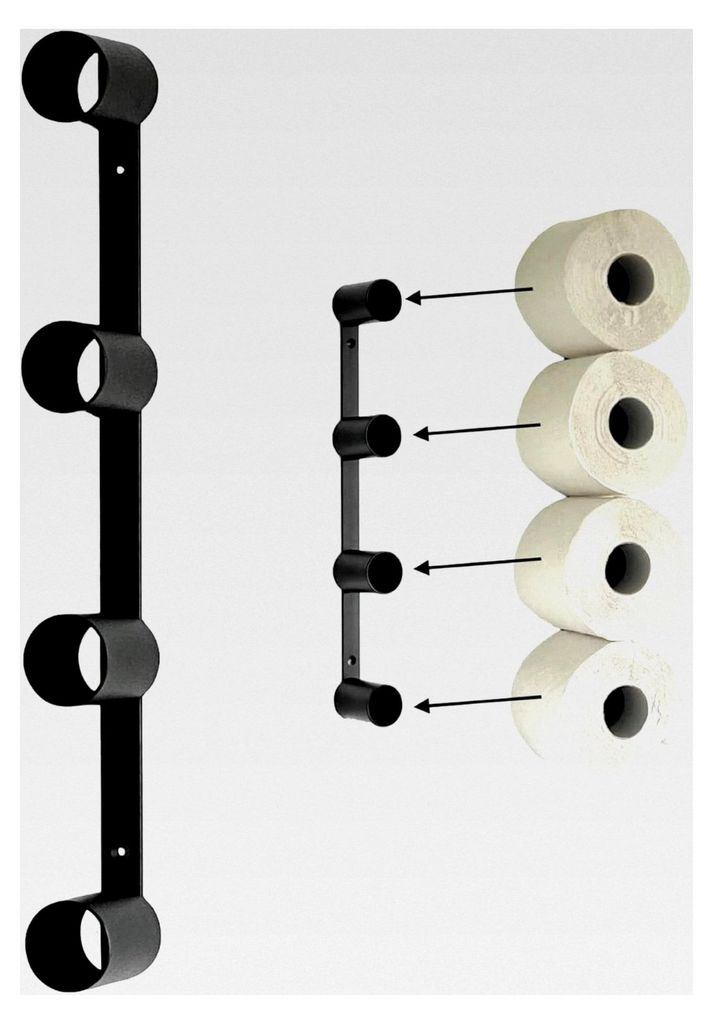 Wandhalterung für Toilettenpapier Schwarz Metall 4 Halter Unsichtbar