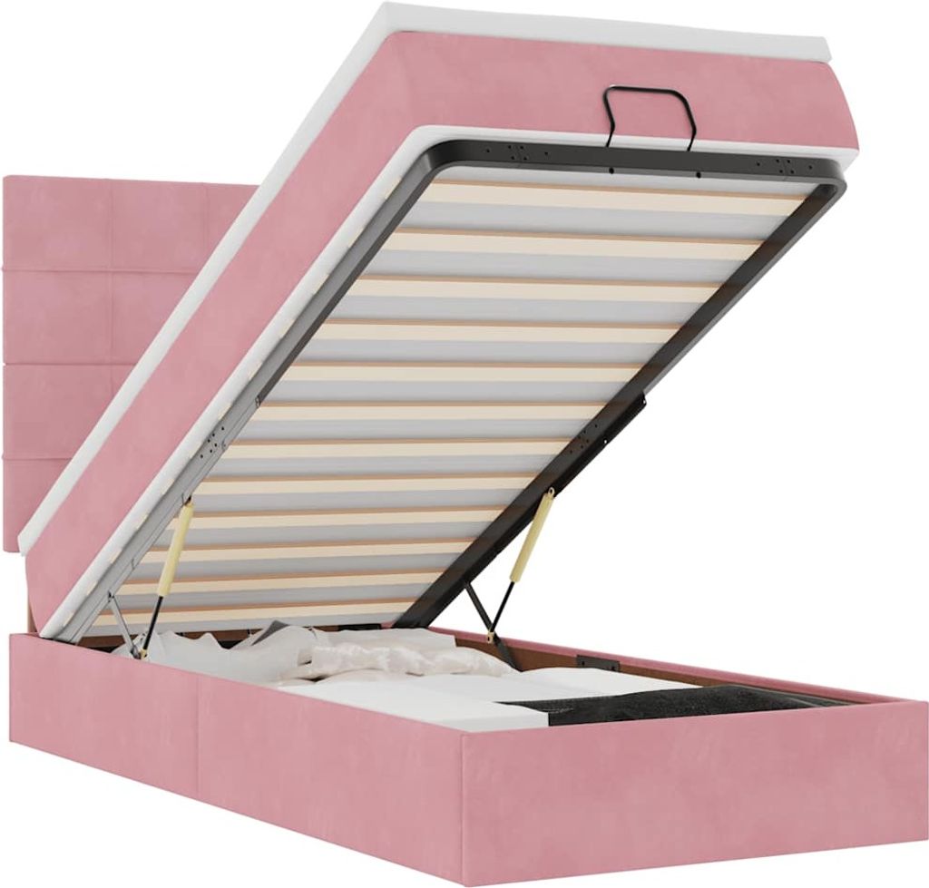 vidaXL Ottoman-Bett mit Matratzen Rosa 100x200 cm Samt