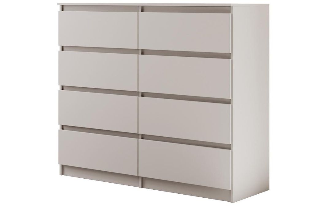 Moderne Kommode LINDA 8S - Sideboard 120 cm mit 8 Schubladen & Grifflosen Fronten (Kaschmir)