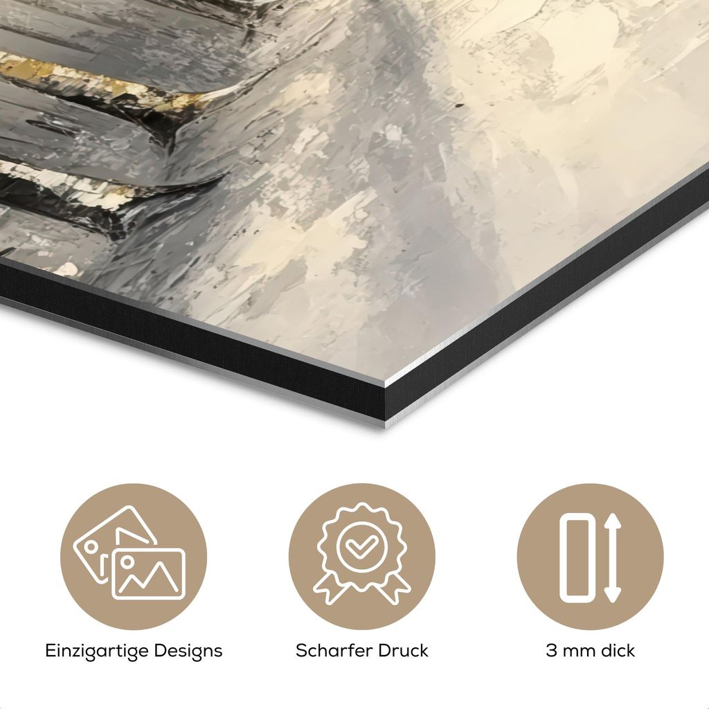 MuchoWow Wanddekoration Metall Metallbild Wandkunst 90x90 cm Winter - Abstrakt - Schnee - Natur - Sonne MuchoWow Aluminium Gemälde - Dekoration - ...