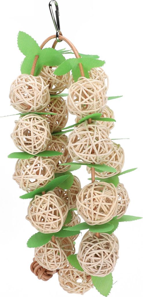 Beißspielzeug für Papageien, Rattan, Kugelschnur mit Blättern, Vogelschaukel, Kaukäfig, Dekoration, Holzfarbe L