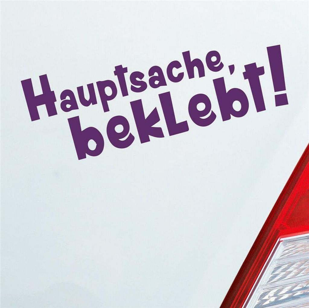 Auto Aufkleber Hauptsache Beklebt! Spruch 18x6 cm Lila Sticker Heckscheibenaufkleber