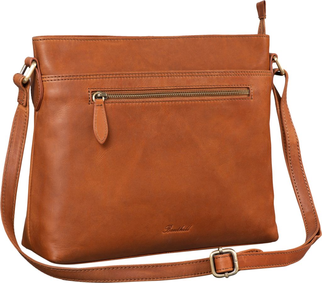 Benthill Handtasche Damen Leder - Tasche aus echtem Rindsleder - Schultertasche mit Reißverschluss - Vintage Umhängetasche