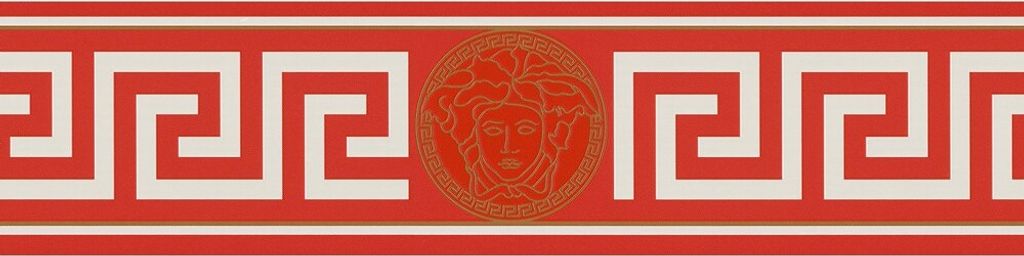 Versace Home Bordüre Versace Medusa-Kopf rot weiß gold 93522-1