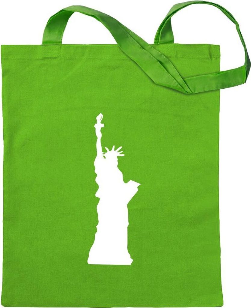 Kiwistar - Baumwolltasche - hellgrün - Freiheitsstatue - Statue Liberty - Tragetasche Stoffbeutel Umhängetasche Langer Henkel