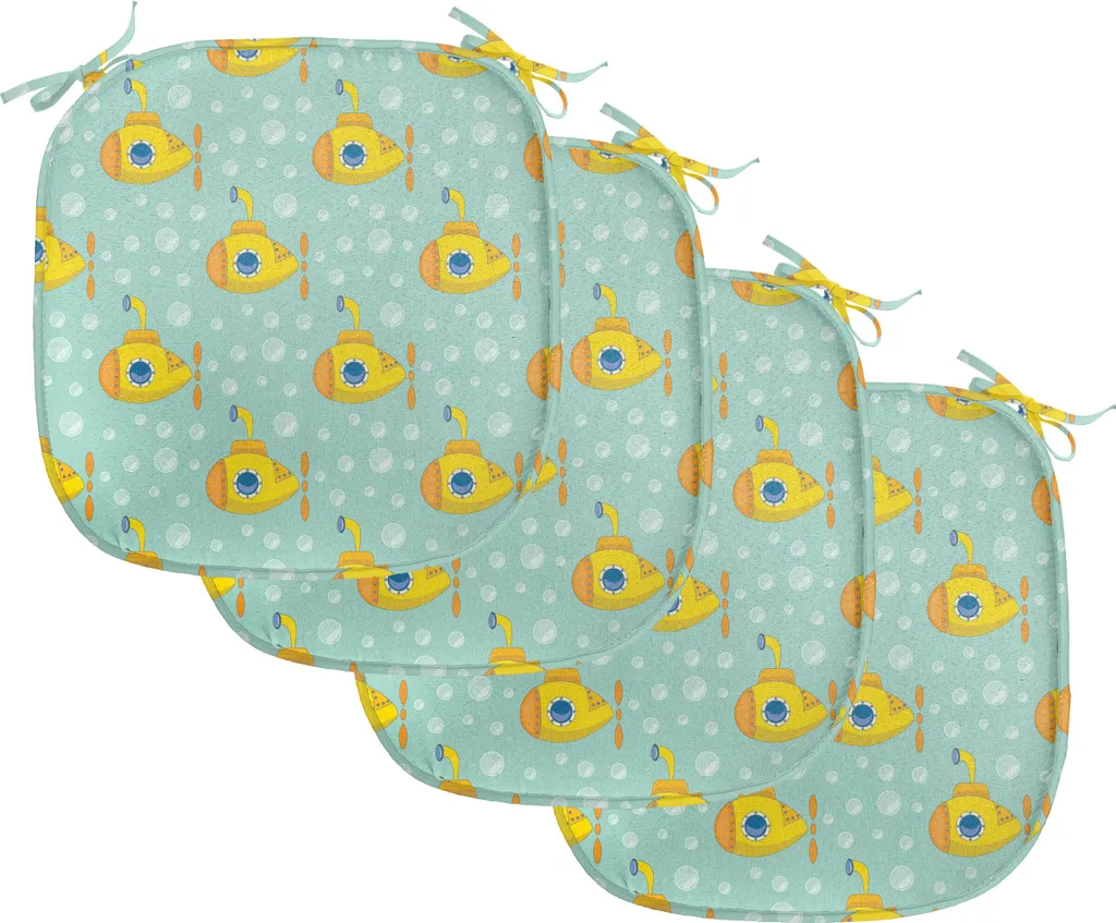 Coussin de chaise jaune sous-marin ABAKUHAUS, lot de 4, 40x40 cm