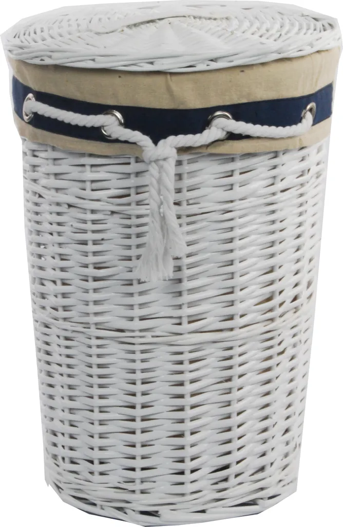 Cesto Portabiancheria Vimini Bianco con Coperchio - Salvaspazio 32x48