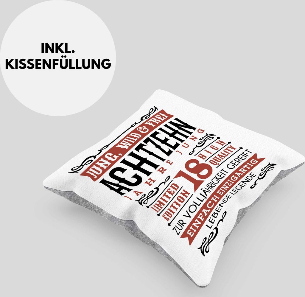 Trendation - 18. Geburtstag Deko-Kissen mit Füllung 40x40 Produktbild 3