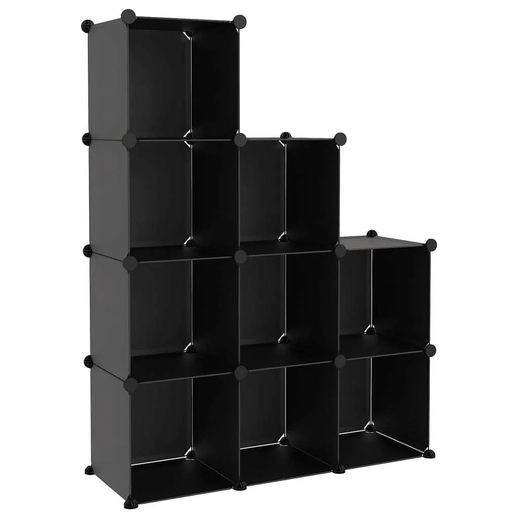 Scaffalatura 9 Cubi Nero PP: Sistema Stoccaggio Modulare Economico