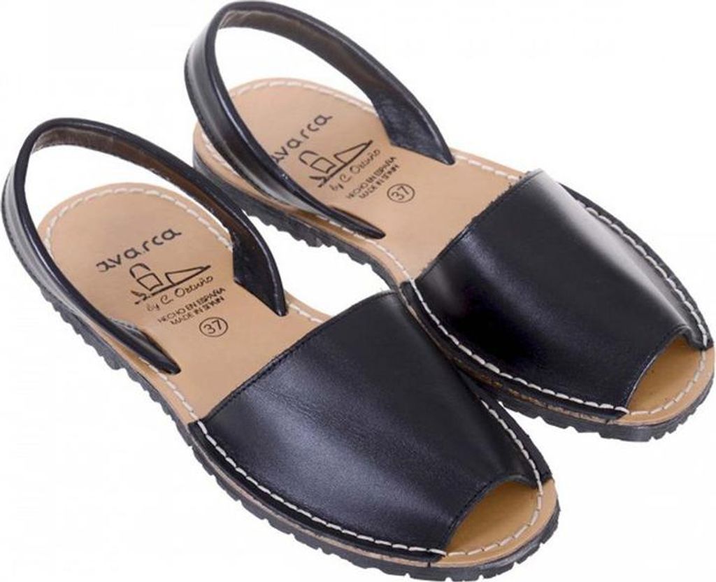 Avarcas Minorquine Sandalen, Uni, Naturleder, Schwarz, 40 EU