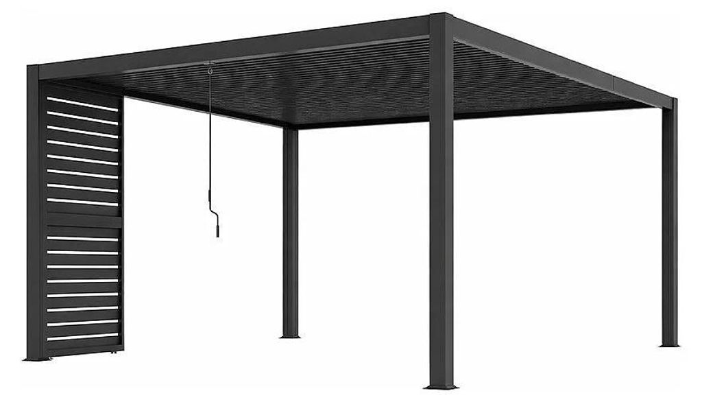 Freistehende bioklimatische Pergola aus Aluminium 12m² mit Sonnenbrecher-Gitter L100 cm - Anthrazit - ALMAFI