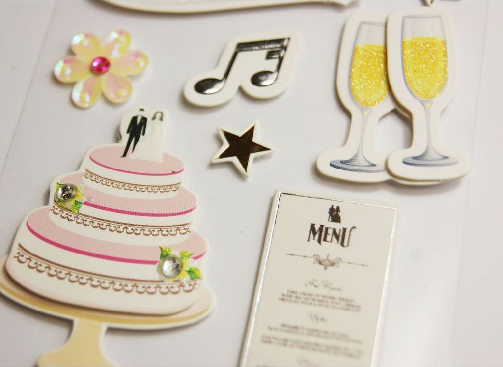 Aufkleber mit Glitzerrelief - Hochzeit