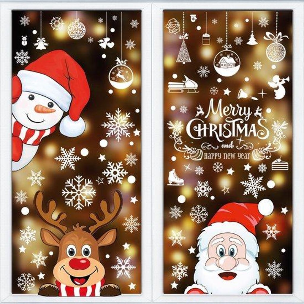 Selbstklebende Weihnachtsfensterdeko, Weihnachtsfenstersticker Deko, Selbstklebende Weihnachtsfensterdeko für Weihnachtsdekoration