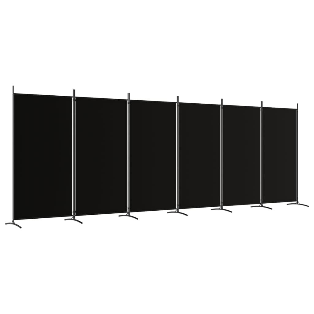 vidaXL schermo pieghevole 6 pezzi nero 520x180 cm tessuto Immagine del prodotto 
