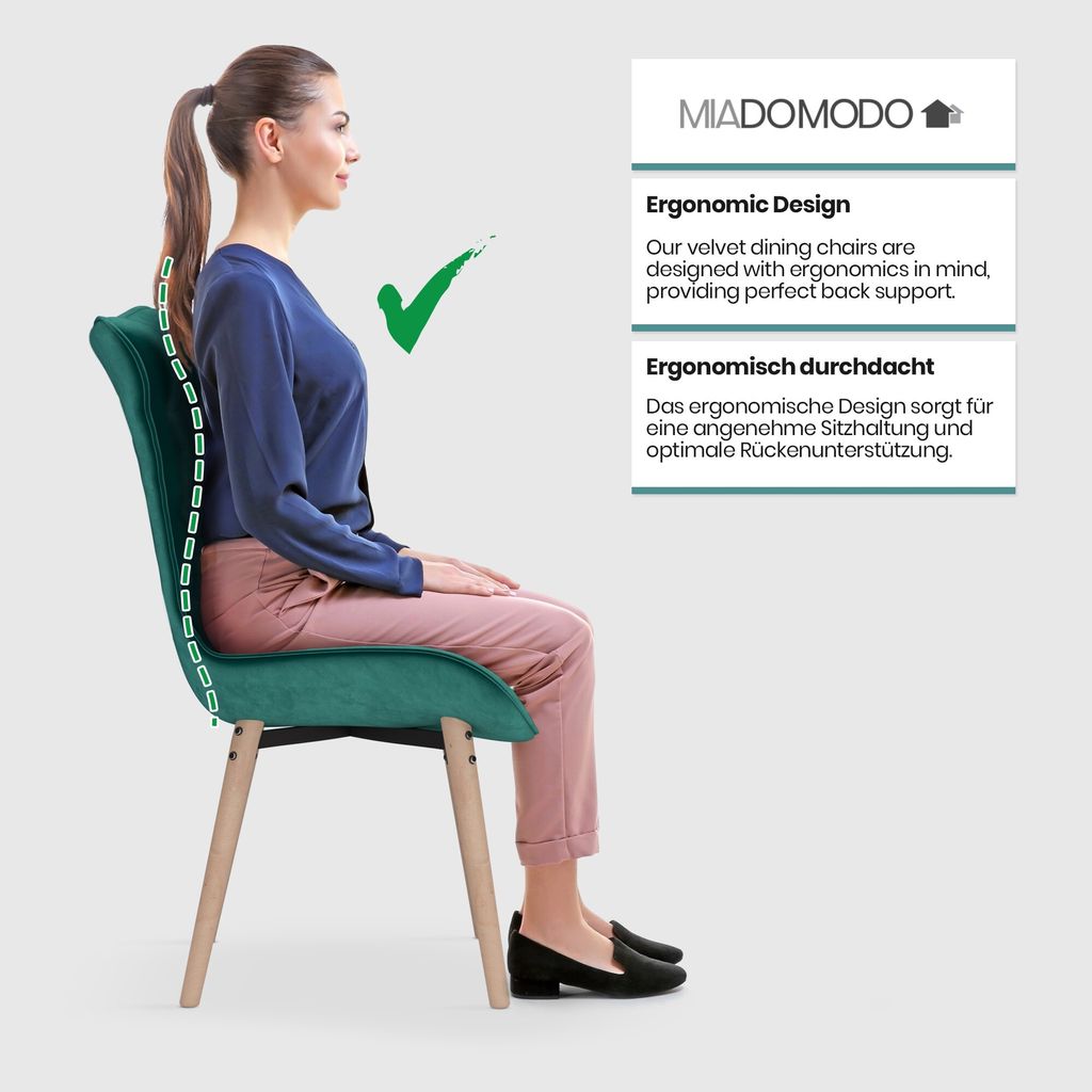 MIADOMODO® Esszimmerstühle - Grün, 2er Set, Sitzfläche aus Produktbild 9