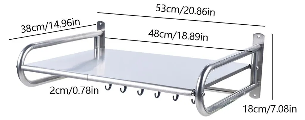 Support mural pour micro-ondes argenté - Rangement cuisine suspendu