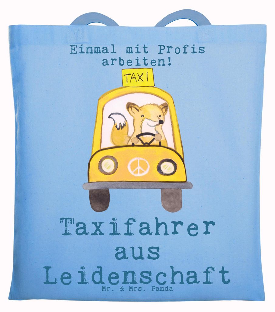 Mr. & Mrs. Panda Tote Bag Taxifahrer Leidenschaft - Sky Blue - Geschenk, Laptoptasche, Schultasche, Unitasche, Tasche, Einkaufstasche