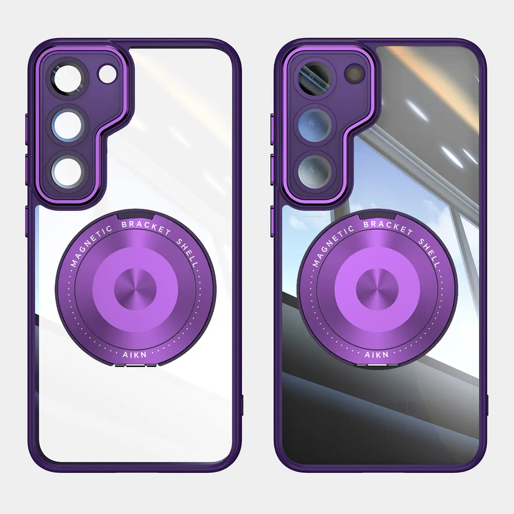 Custodia Per Samsung Galaxy S23 Plus Con Anello Magnetico 360° - TPU Morbido Ultra Sottile - Bordo Placcato Viola - Ricarica Wireless Compatibile?
