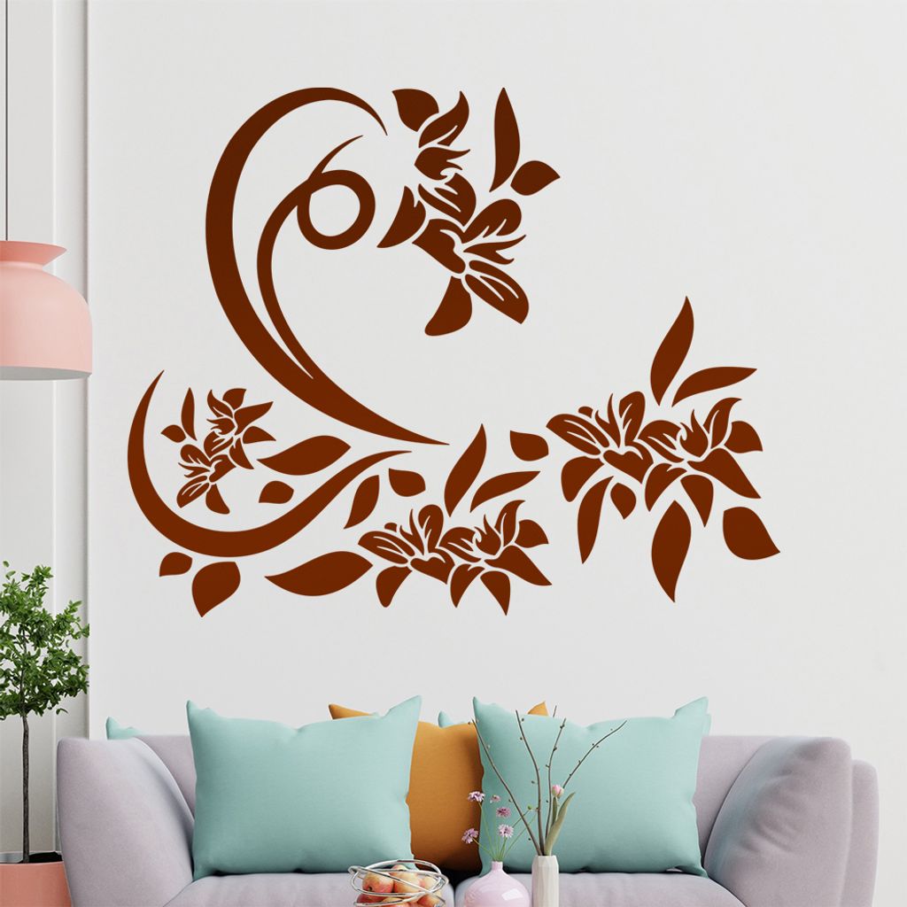 Tribal Ranke Blüte Wandtattoo in 6 Größen - Wandaufkleber Wall Sticker - Dekoration, Küche, Wohnzimmer, Schlafzimmer, Badezimmer