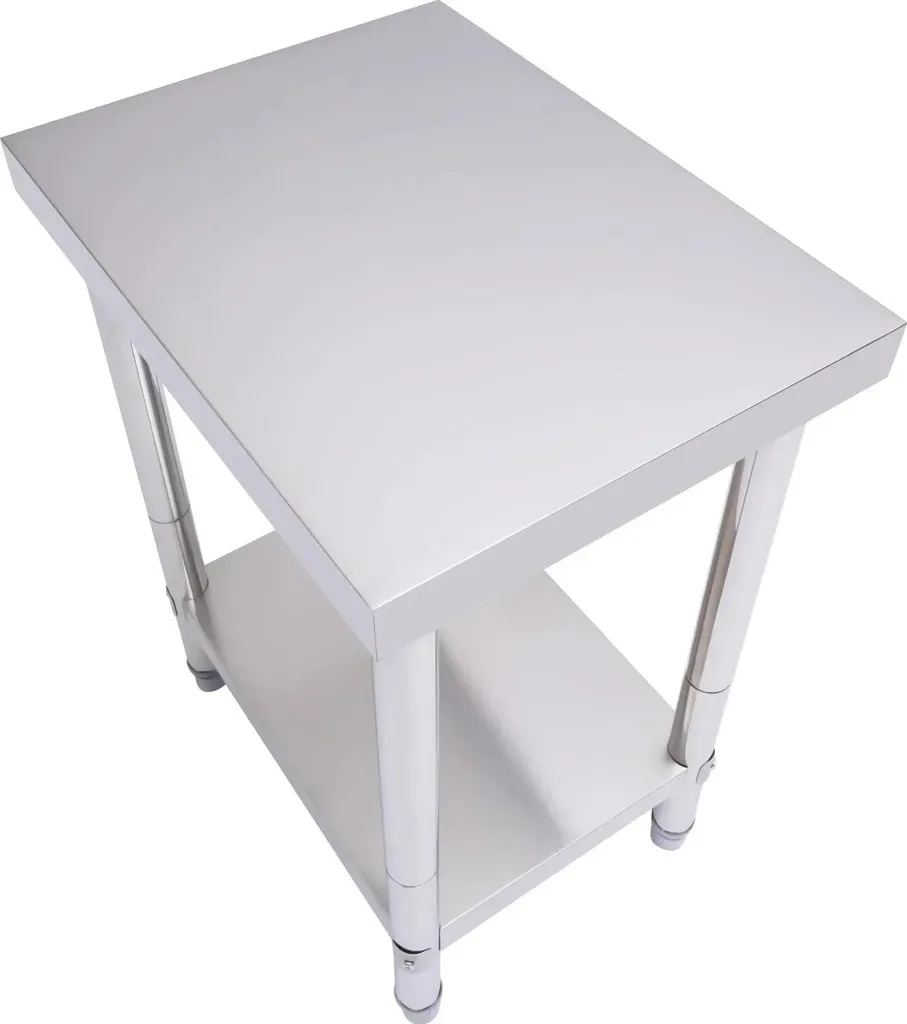 Table de cuisine moderne en métal argenté - Collection Studio Loft Chic