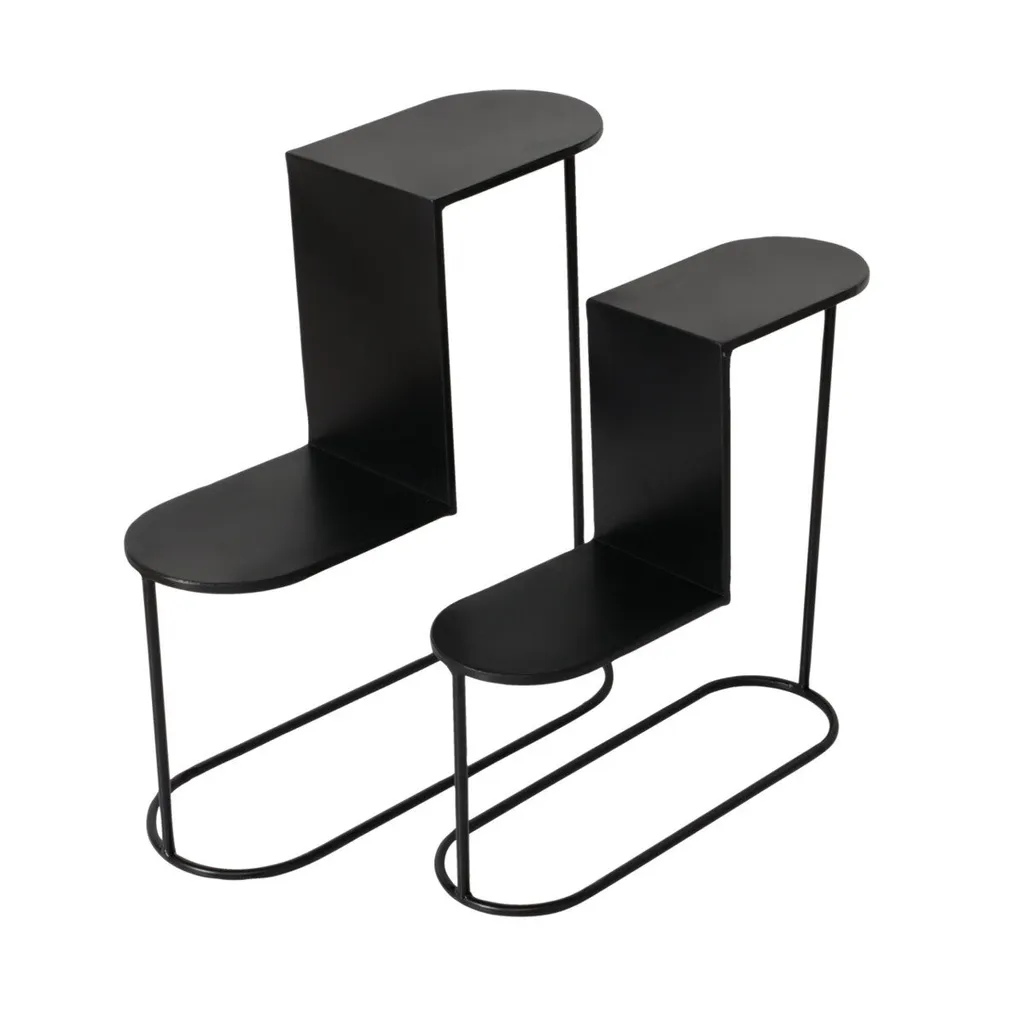 Supports de pots PLUTO noirs : évitez les traces au sol, lot de 2 pcs