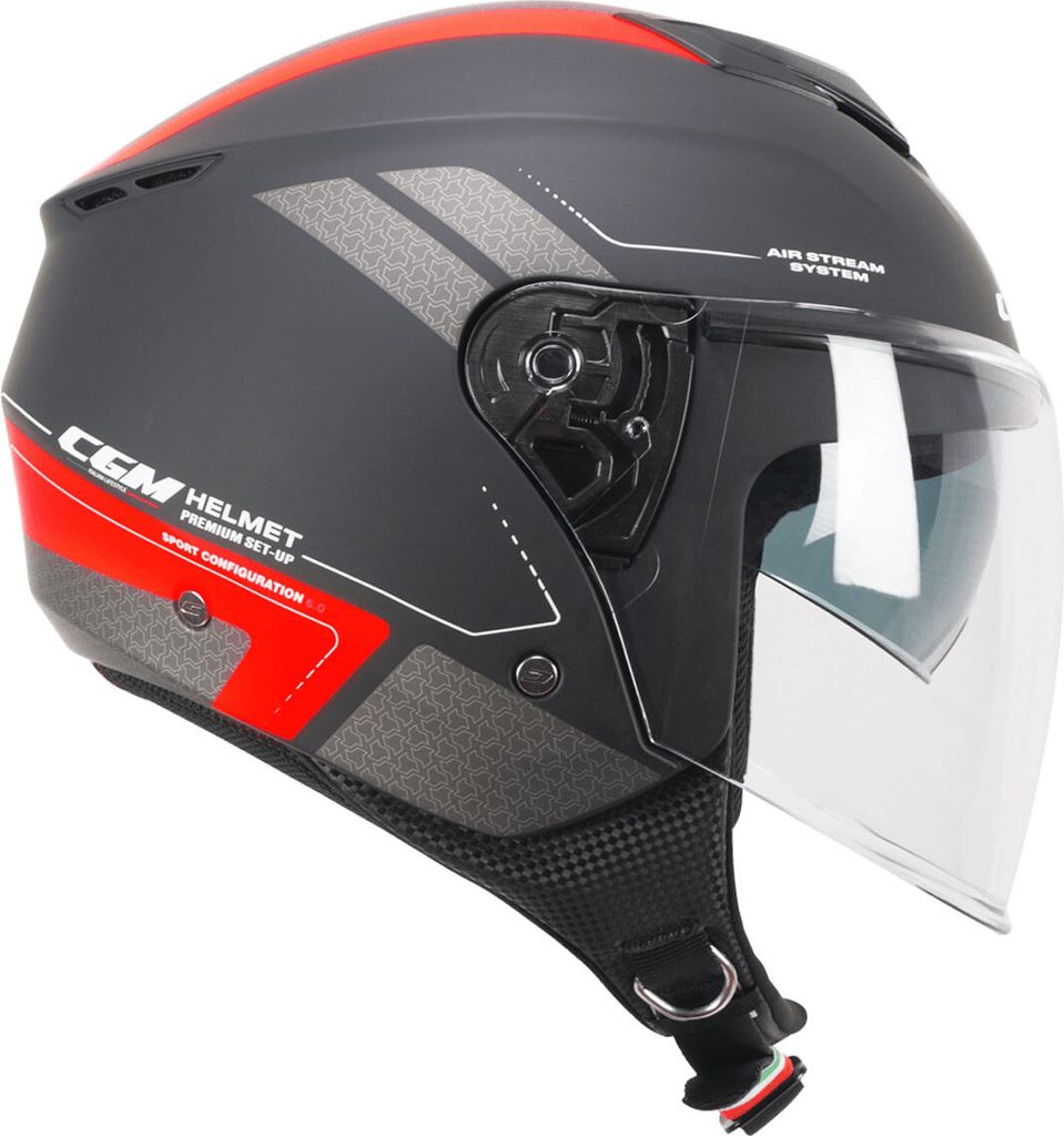 Jet Helm CGM 126G IPER CITY Schwarz Rot Matt größe XS