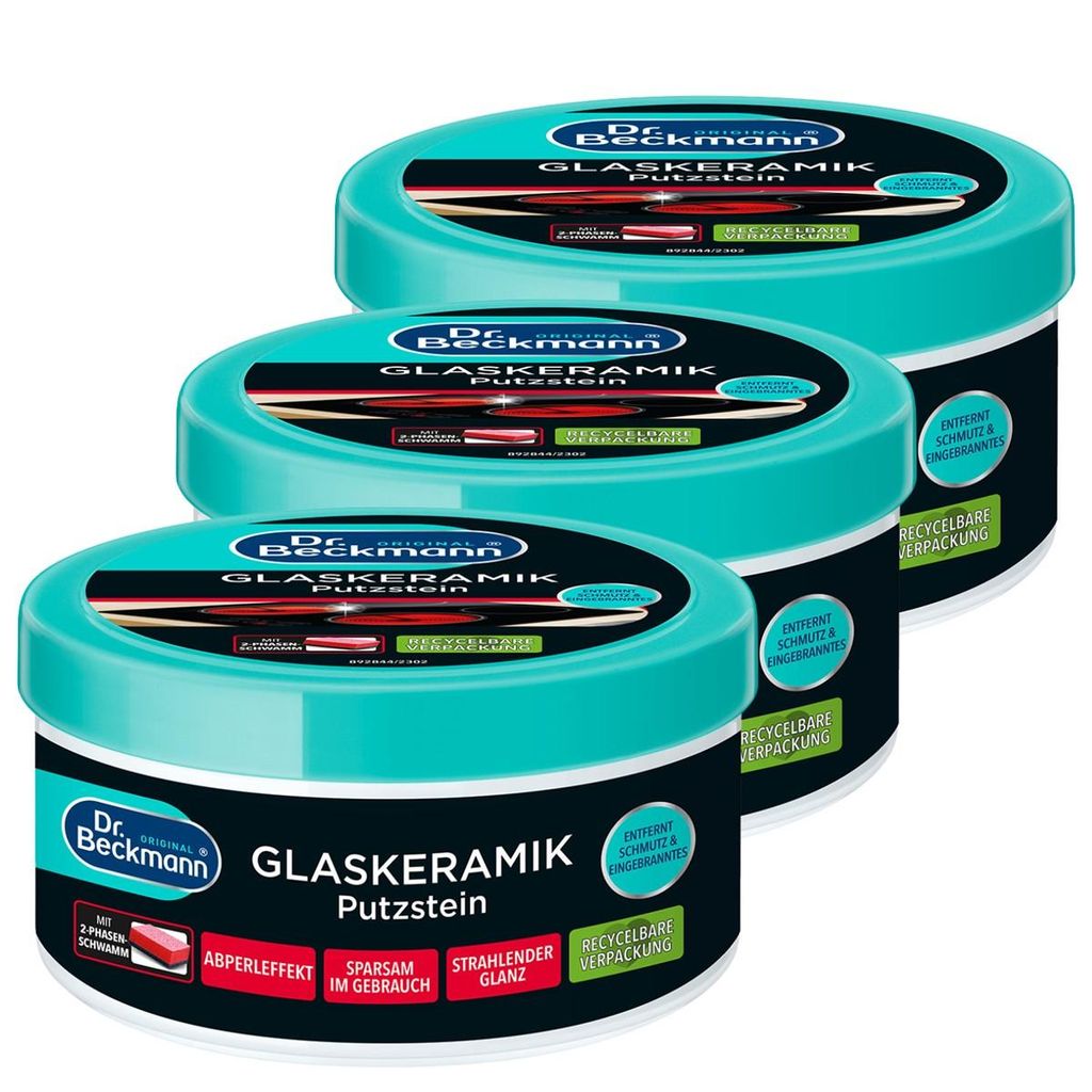 3 x Dr. Beckmann Glaskeramik Putzstein reinigt kraftvoll & schützt je 250g