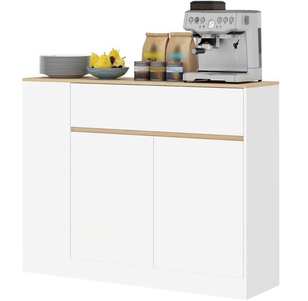 Sideboard, großes Schrankfach, Kommode 3 Ablagefächer, Schublade, Wohnzimmerunterschrank 105 x 30 x 81,5cm