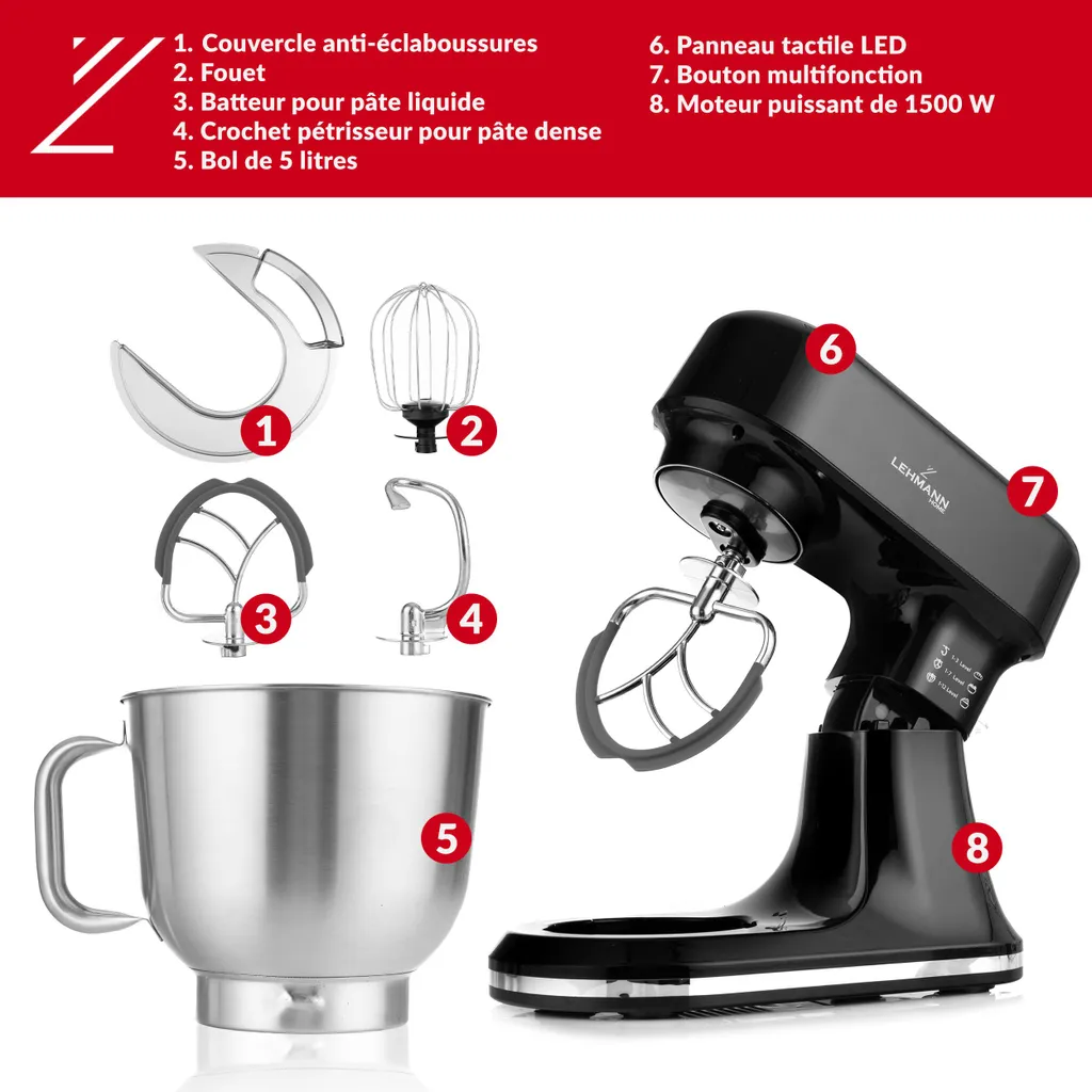 Robot Pâtissier Connecté Lehmann 1500W avec Balance et Écran Tactile - 8