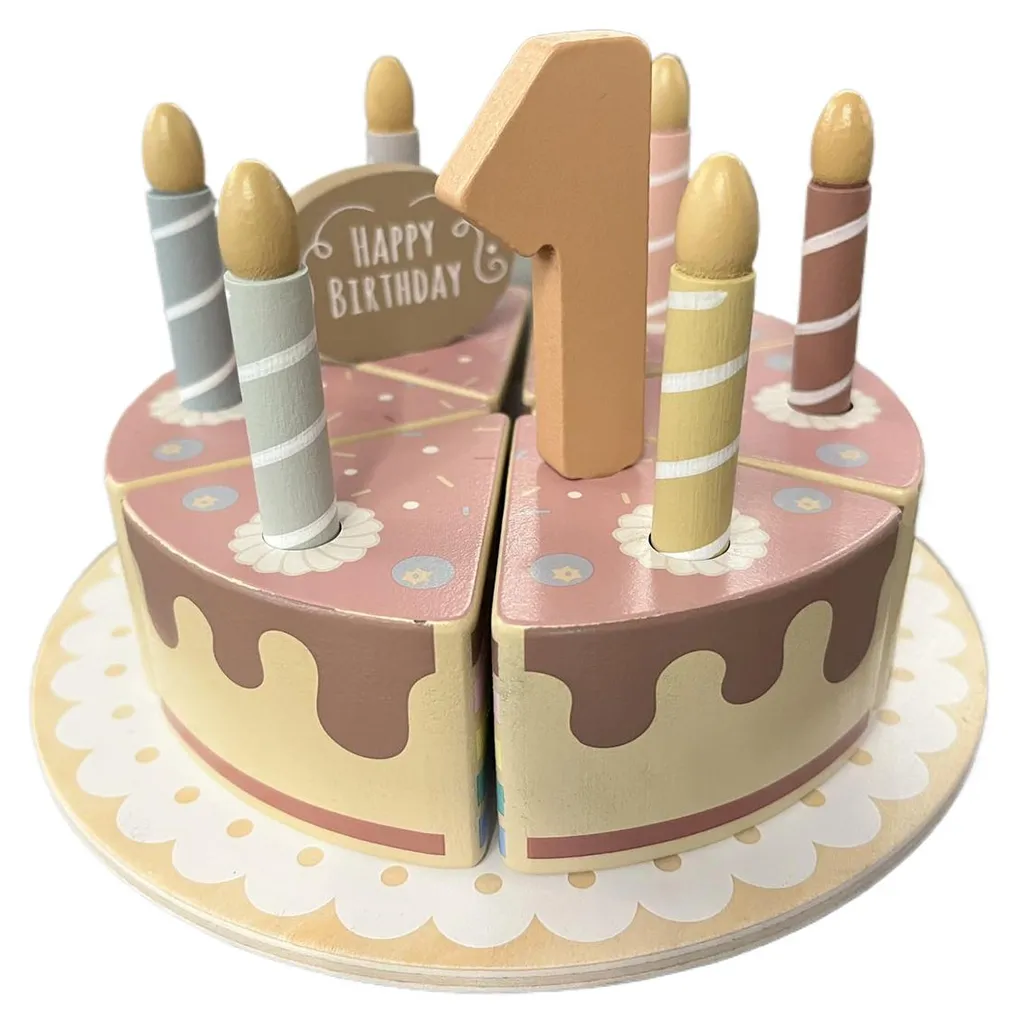 Gâteau d'anniversaire en bois dinette enfant pour jouer à plusieurs