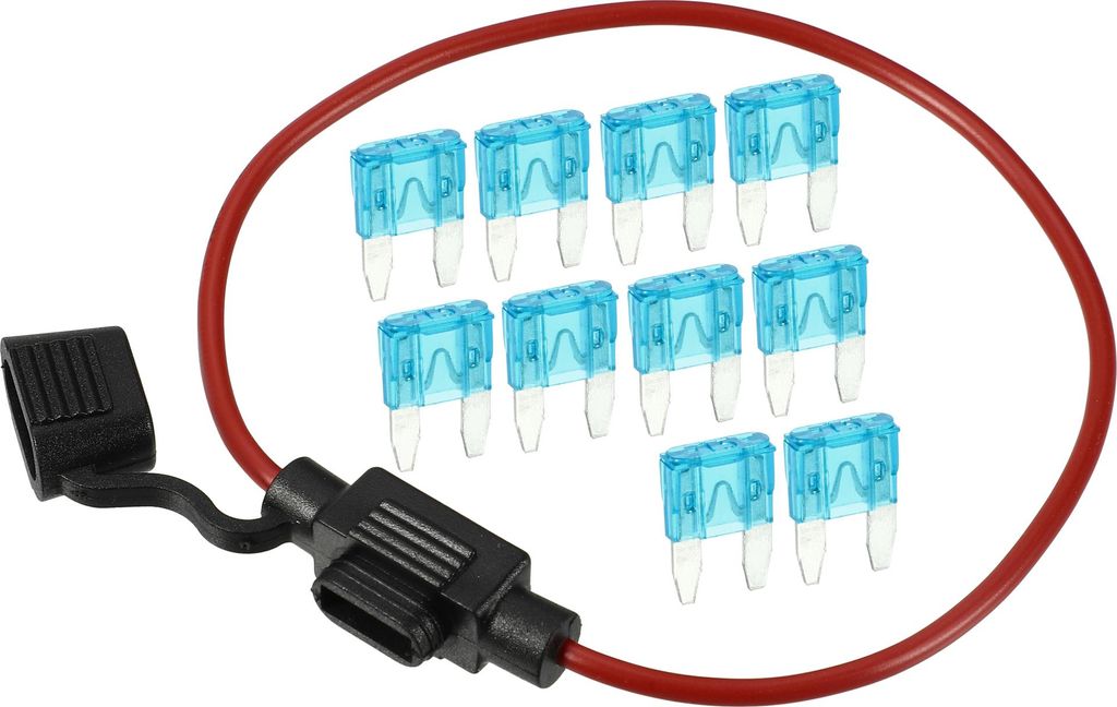 15A Mini Blade Style Sicherung 16 AWG Sicherungshalter Wasserdichter 16 Gauge Sicherungshalter Blade Style Inline Sicherungshalter Metall Schwarz