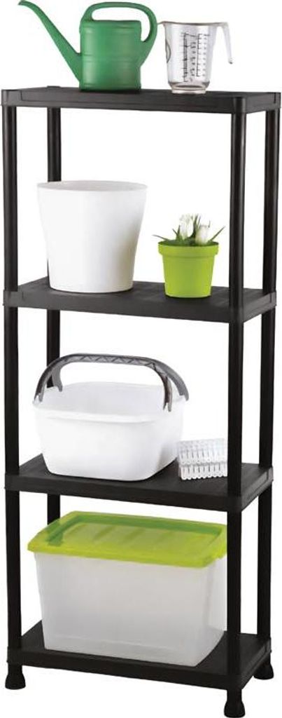 Perel Regal mit 4 Ablagen, werkzeuglose Montage, mit Wandbefestigung, 20 kg pro Ablage, 60x30x138