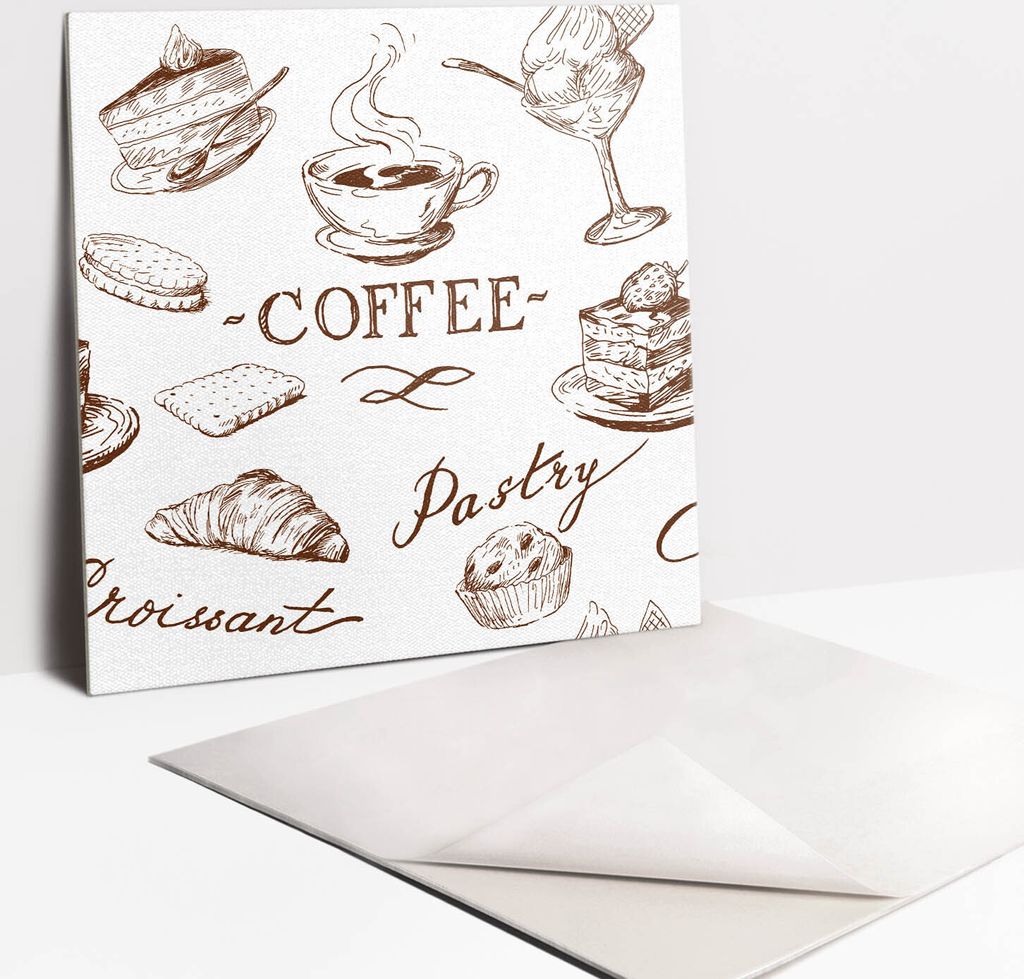 Fliesenaufkleber Set für Bad und Küche - 9 Fliesen Selbstklebend PVC - 30 x 30 - Kaffeethema