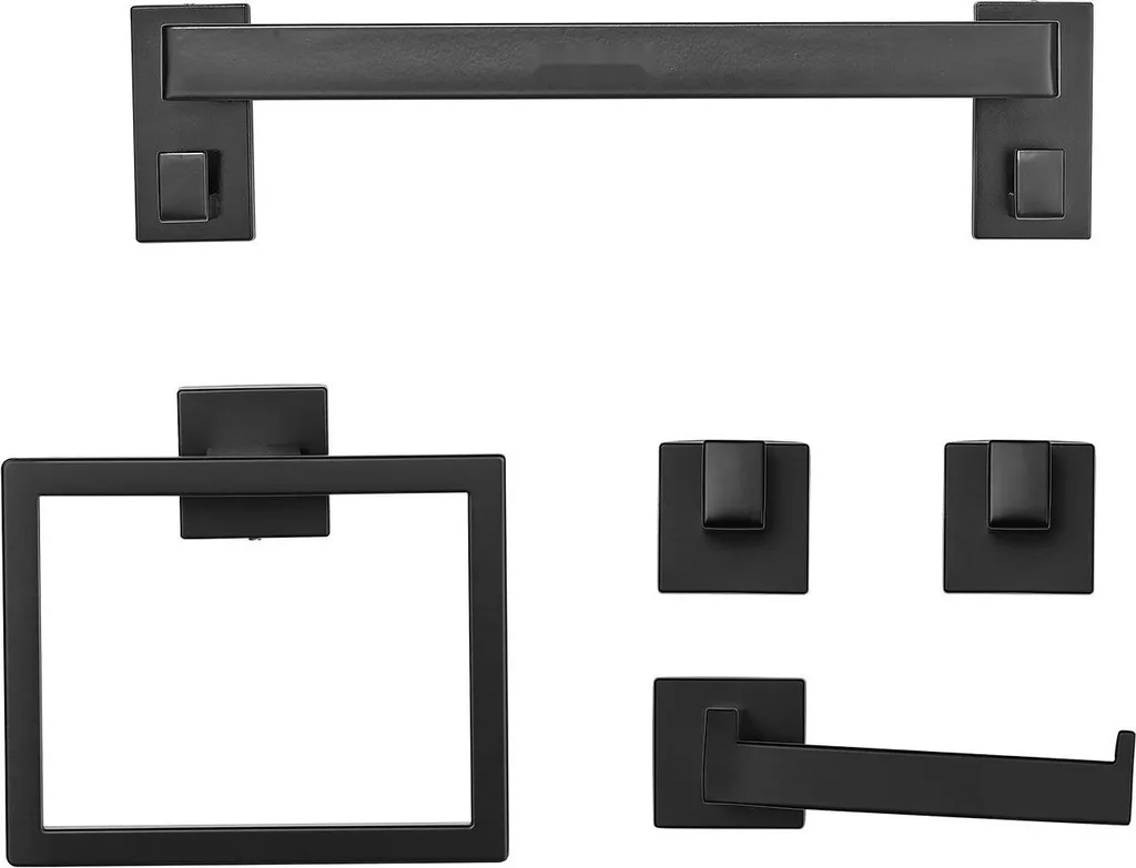 Kit accessoires de douche mural noir mat - Set complet 5 éléments - 12