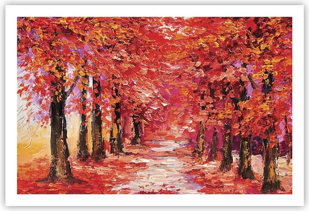 Poster - Poster ohne Rahmen - Herbst Park Allee - 91,5x61 cm - Wand Bild - Wanddeko - Wandbilder - Kunstposter - Wandposter - Bilder - Kunstdruck -...