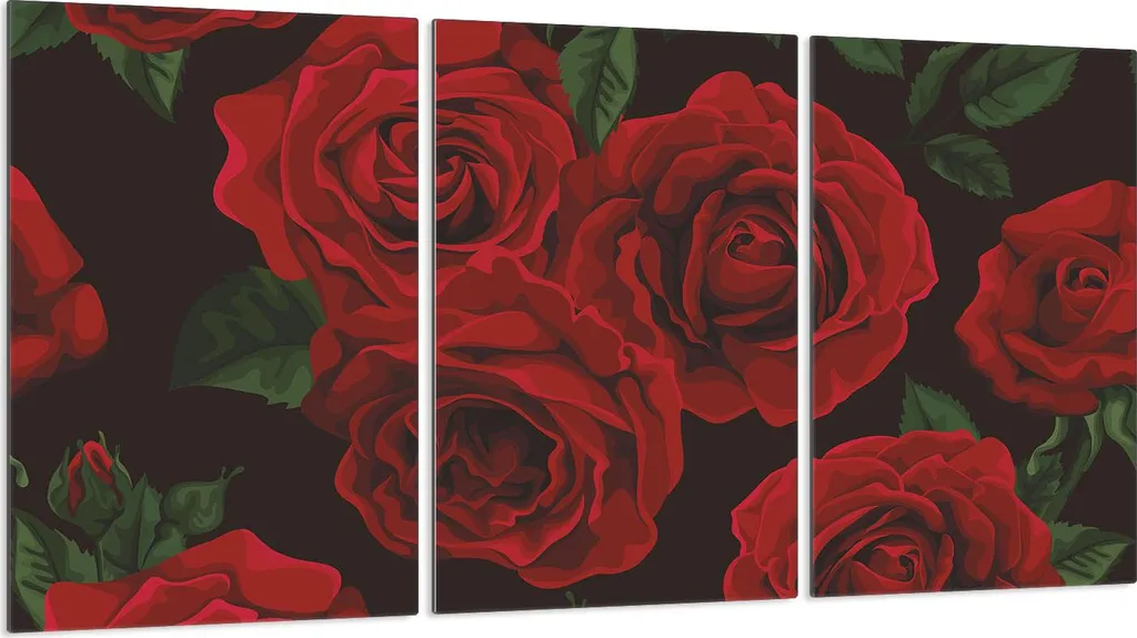 Copripiano Cottura in Vetro Design Rose Rosse 3 pezzi 30x52cm