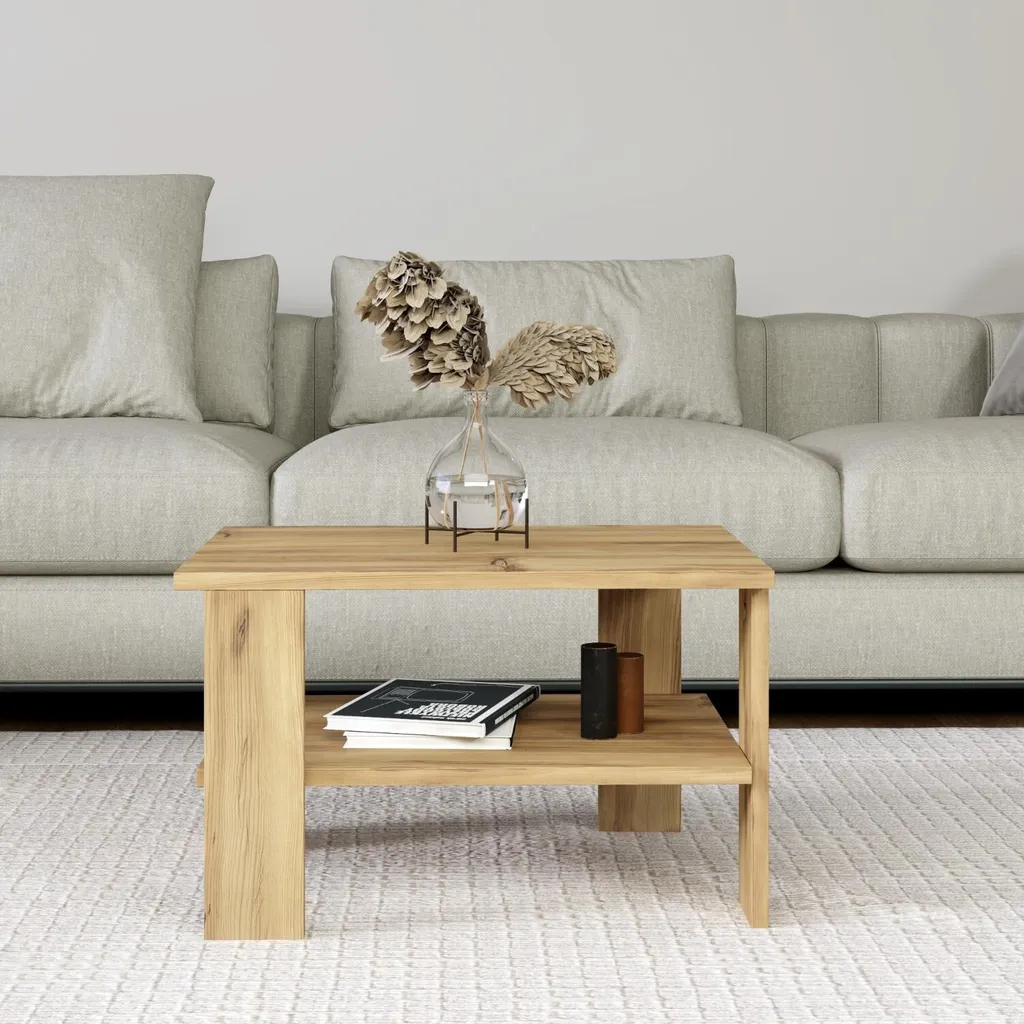 Table basse facile à nettoyer et durable en chêne pour petits espaces